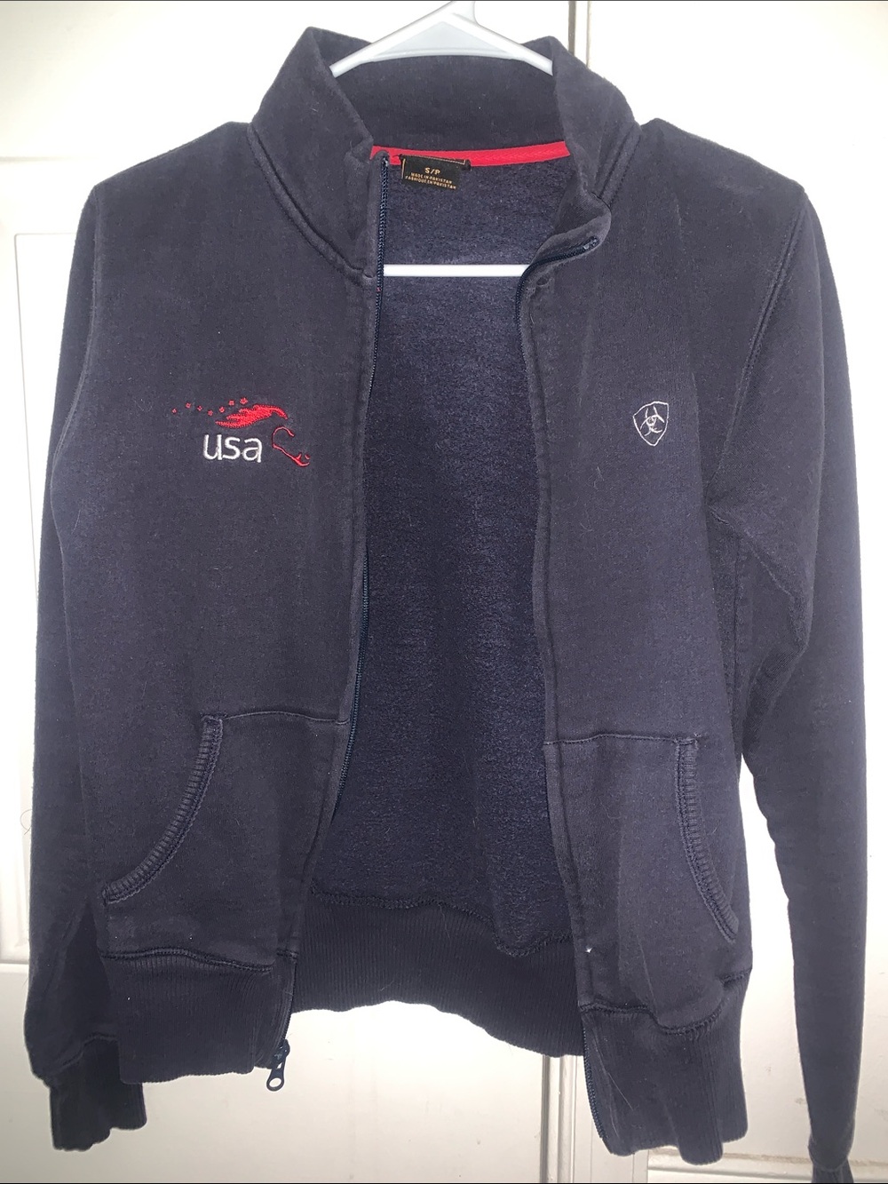 Ariat Navy Zip-Up Jacket with Red Accent